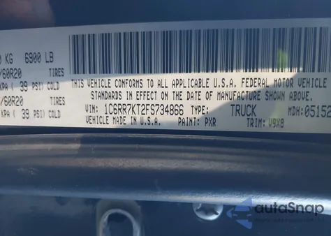 2015 Ram 1500 Express z USA, uszkodzony, nr VIN 1C6RR7KT2FS734866